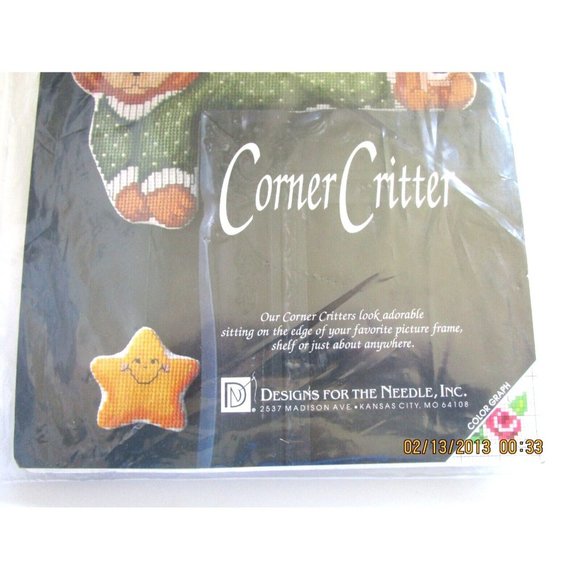 Cross Stitch Kit Designs for the Needle-Corner Critters Sitters #8103 Slum. Bear - Picture 3 of 6